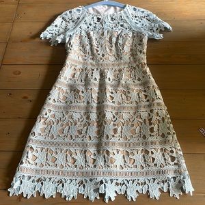 Blue short sleeve mini formal dress size 2